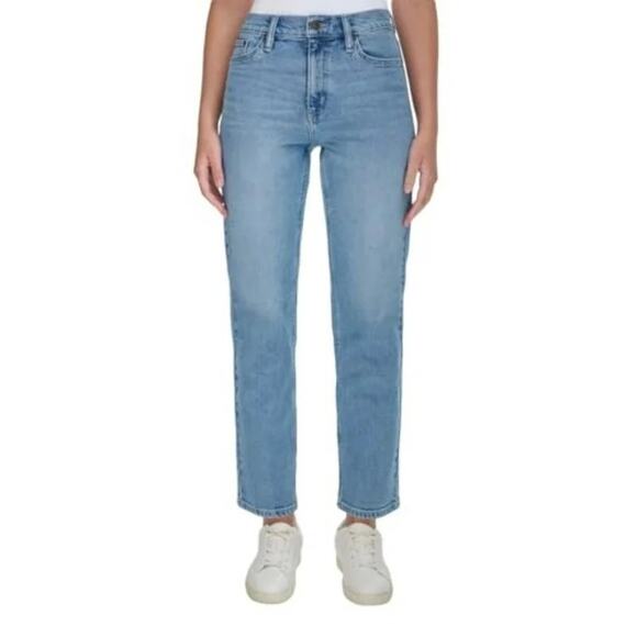 Calvin Klein High Rise Straight Leg Jeans Light Blue Denim Women’s Size 10 NEW - Picture 1 of 12